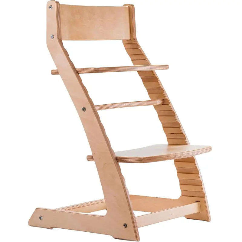 Fornel wooden high chair in Natural, three-quarter view